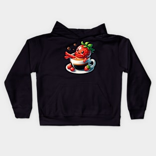 Strawberry Espresso Splash - A Berry Delicious Brew Kids Hoodie